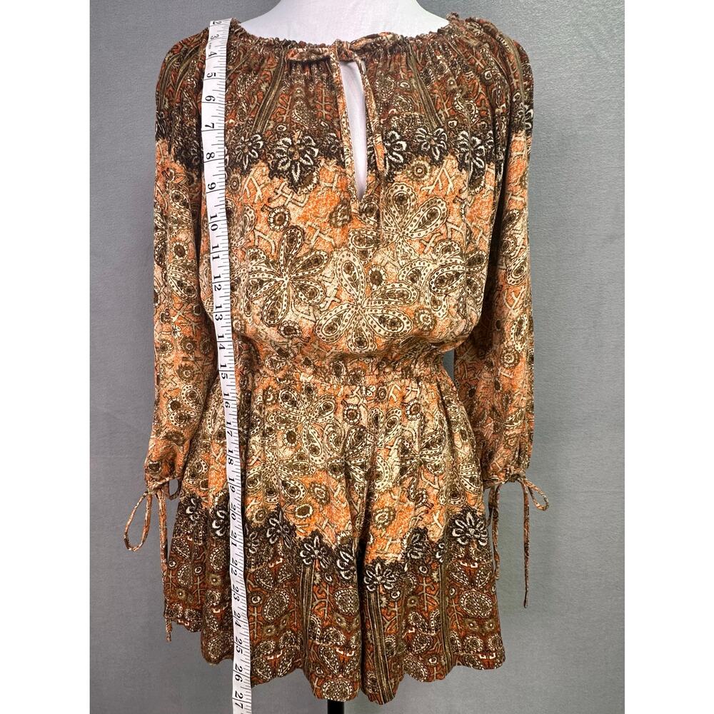 Free People So Divine Boho Floral Off The Shoulder Romper Peasant Sleeve Size XS - Picture 8 of 11